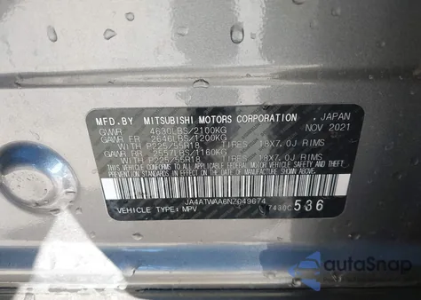 2022 Mitsubishi Eclipse Cross Se S-Awc/Se Special Edition S-Awc/Sel S-Awc/Sel Special Edition S-Awc from USA, damaged, VIN JA4ATWAA6NZ049674